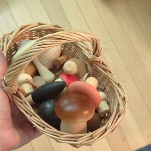 Moon Picnic X Erzi Wooden Mushroom and Peg Toy Set — Natural, Black, Brown, Red